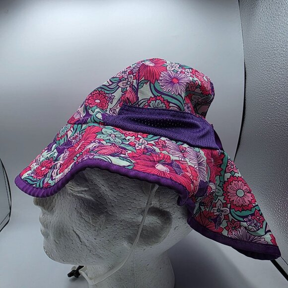 Sunday Afternoons Kids Play Hat Large Purple Multicolor UPF 50+ Floral Outdoor - Picture 2 of 7
